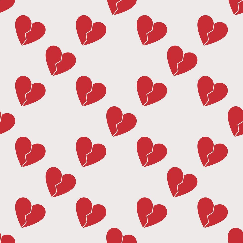 Red Broken Heart seamless pattern or Divorce background vector