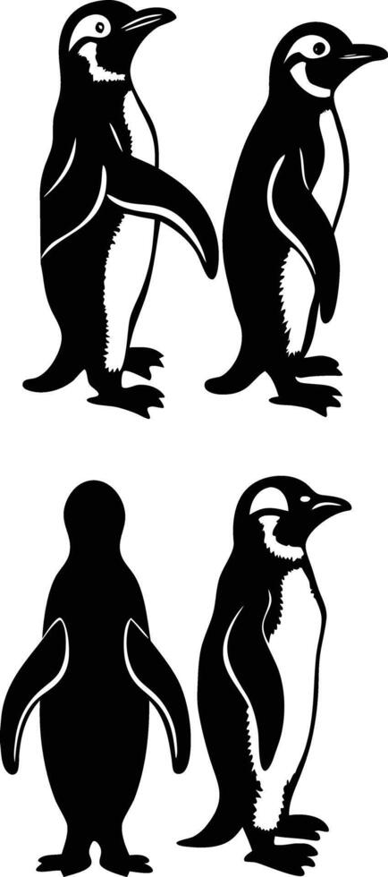 Four Penguins Illustration Clipart vector