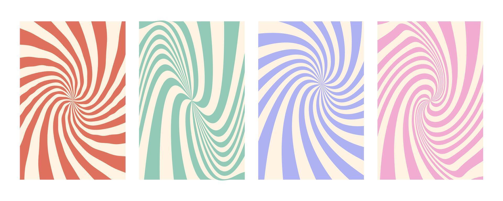 Groovy swirl stripe set distort. Hand drawn groovy, hippie backgrounds. Y2k aesthetic. Distorted swirl stripes, warped streaks, fluid liquid lines, doodle waves. Swirl rectangle templates collection. vector