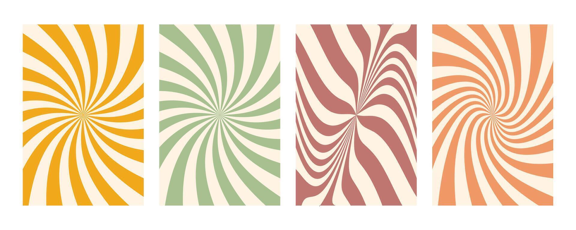 Groovy swirl stripe set. Hand drawn groovy, hippie backgrounds. Y2k aesthetic. Distorted swirl stripes, warped streaks, fluid liquid lines, doodle waves. Swirl rectangle templates collection. vector
