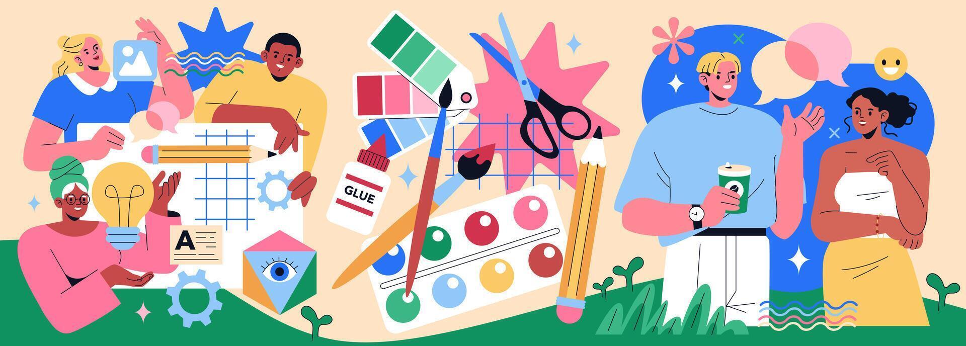 Workshops. Flat Illustration vector