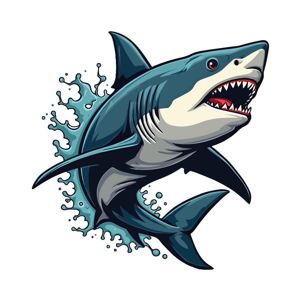 Dynamic illustration of a shark bite for a print design vector