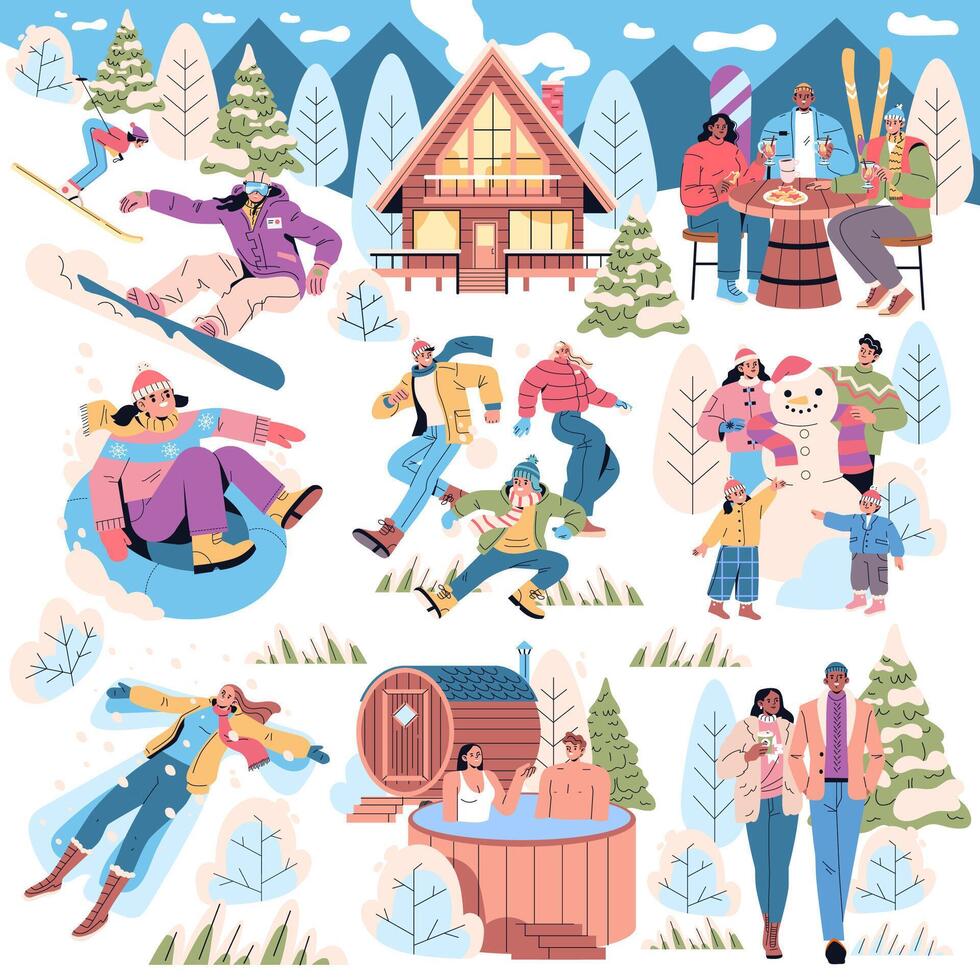 Winter Vacation. Flat Illustration vector