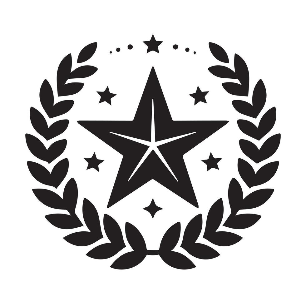 Emblem of Achievement Star atop Column within Laurel Wreath vector