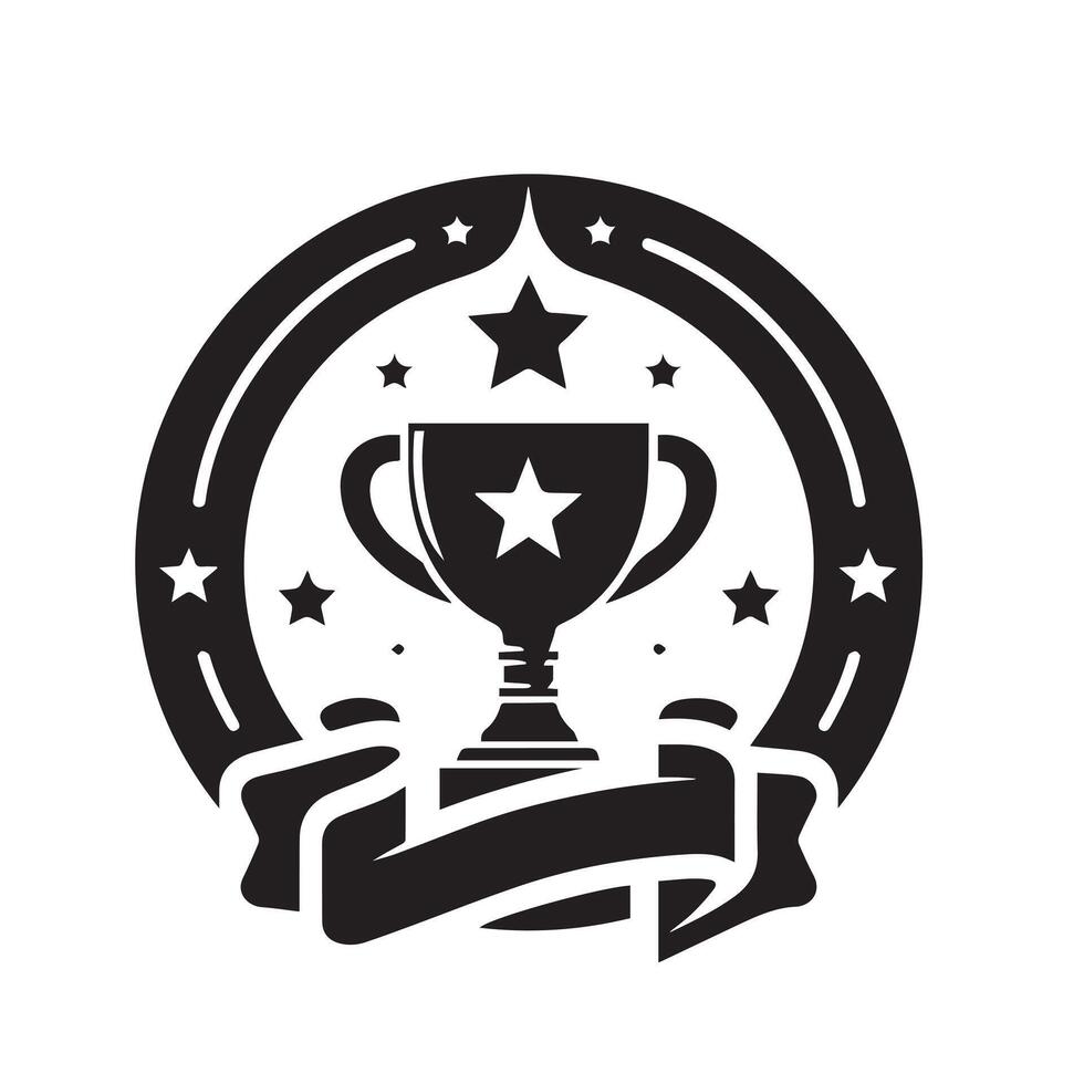 Elegant Black and White Trophy Logo Design vector