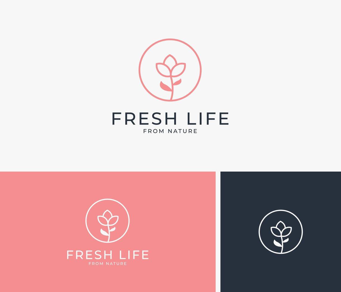 simple nature flower logo wtih circle ring vector