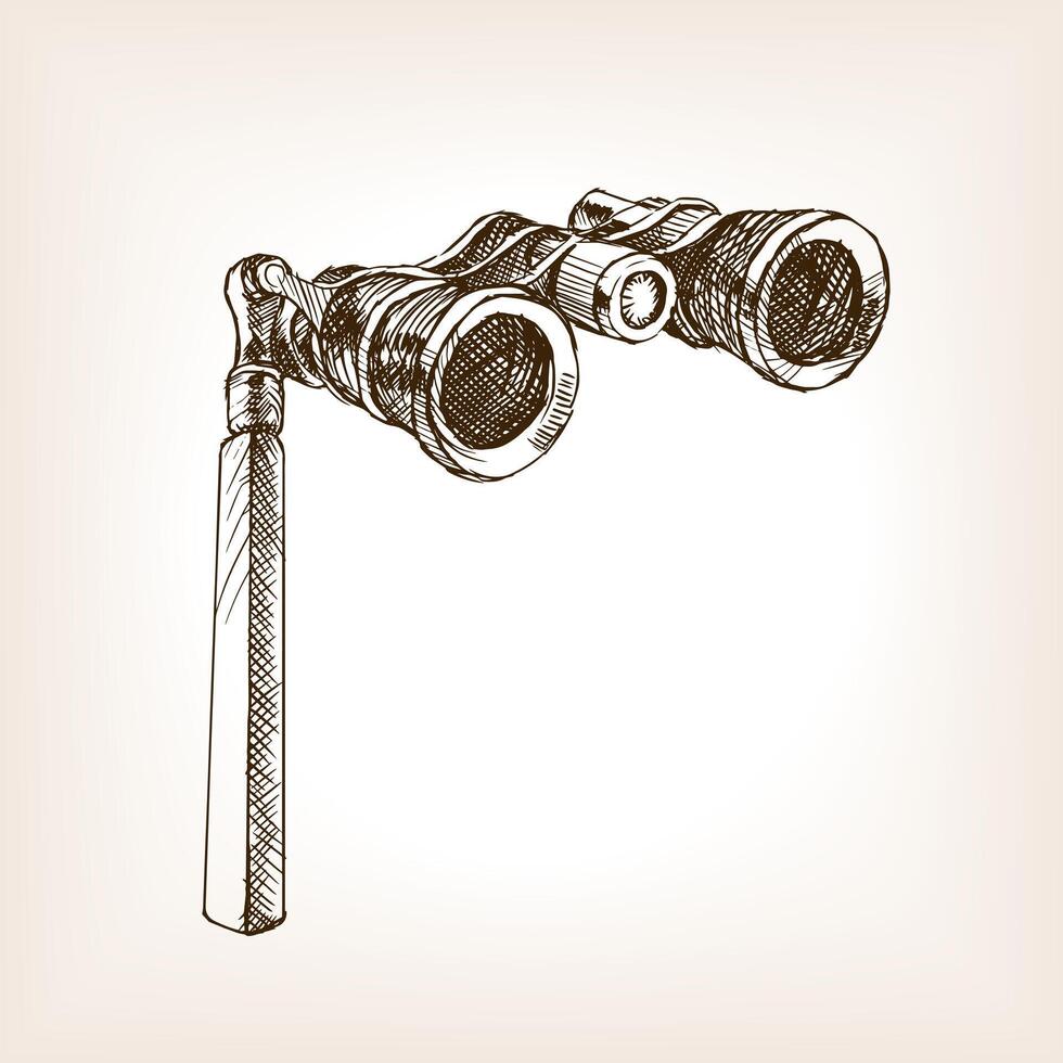 Vintage opera glasses sketch style illustration. Old hand drawn engraving imitation. Vintage object illustration vector
