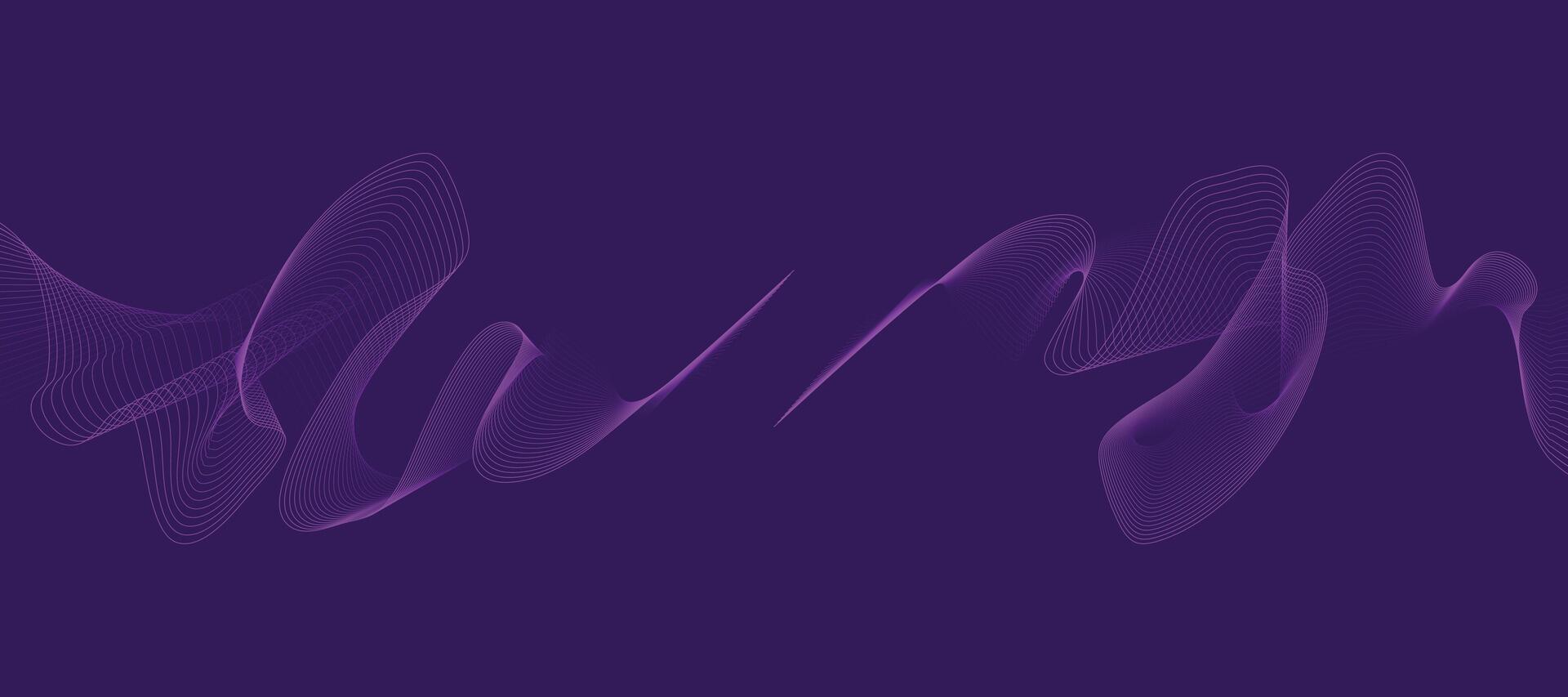 Digital purple abstract flowing waves with glowing light effects, ideal for backgrounds and dynamic visual designs vector