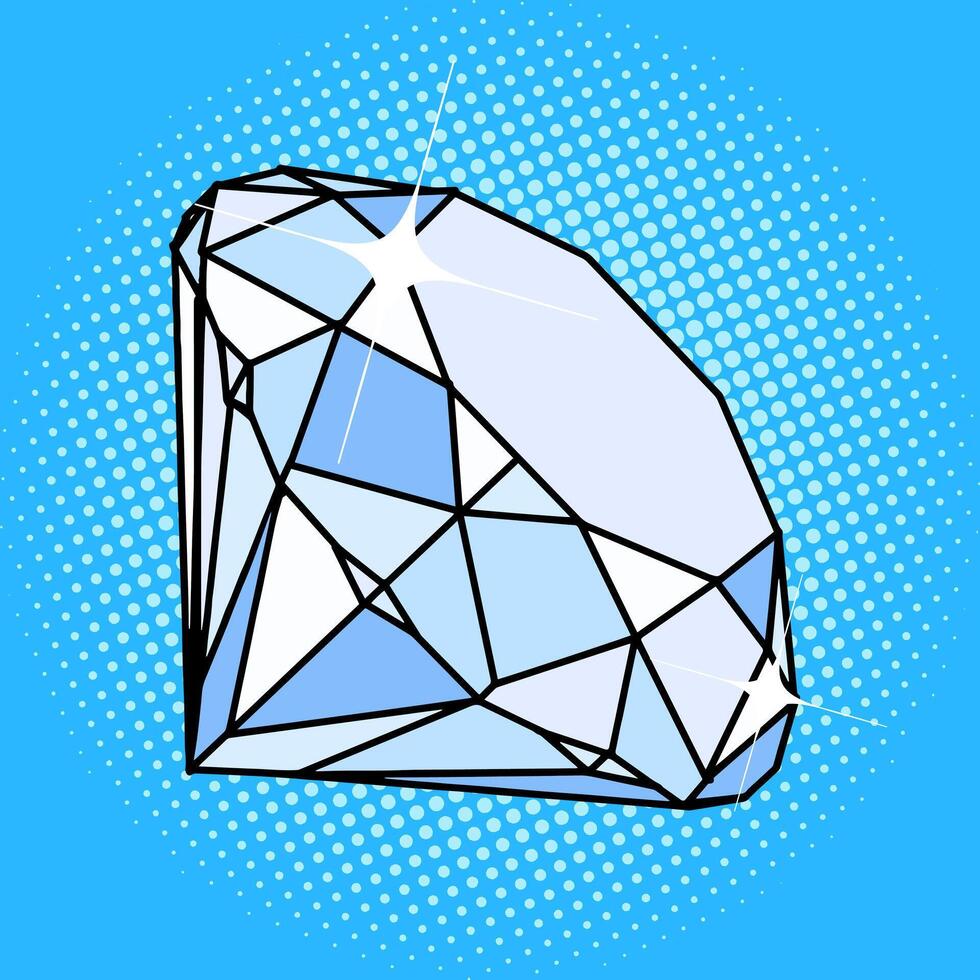 Diamond gemstone pop art style illustration. Comic book style imitation. Vintage retro style. Conceptual illustration vector