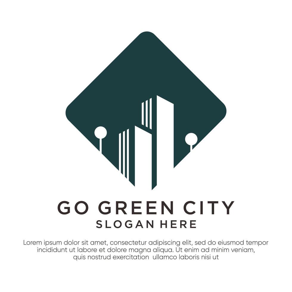 Go Green city logo simplify vector
