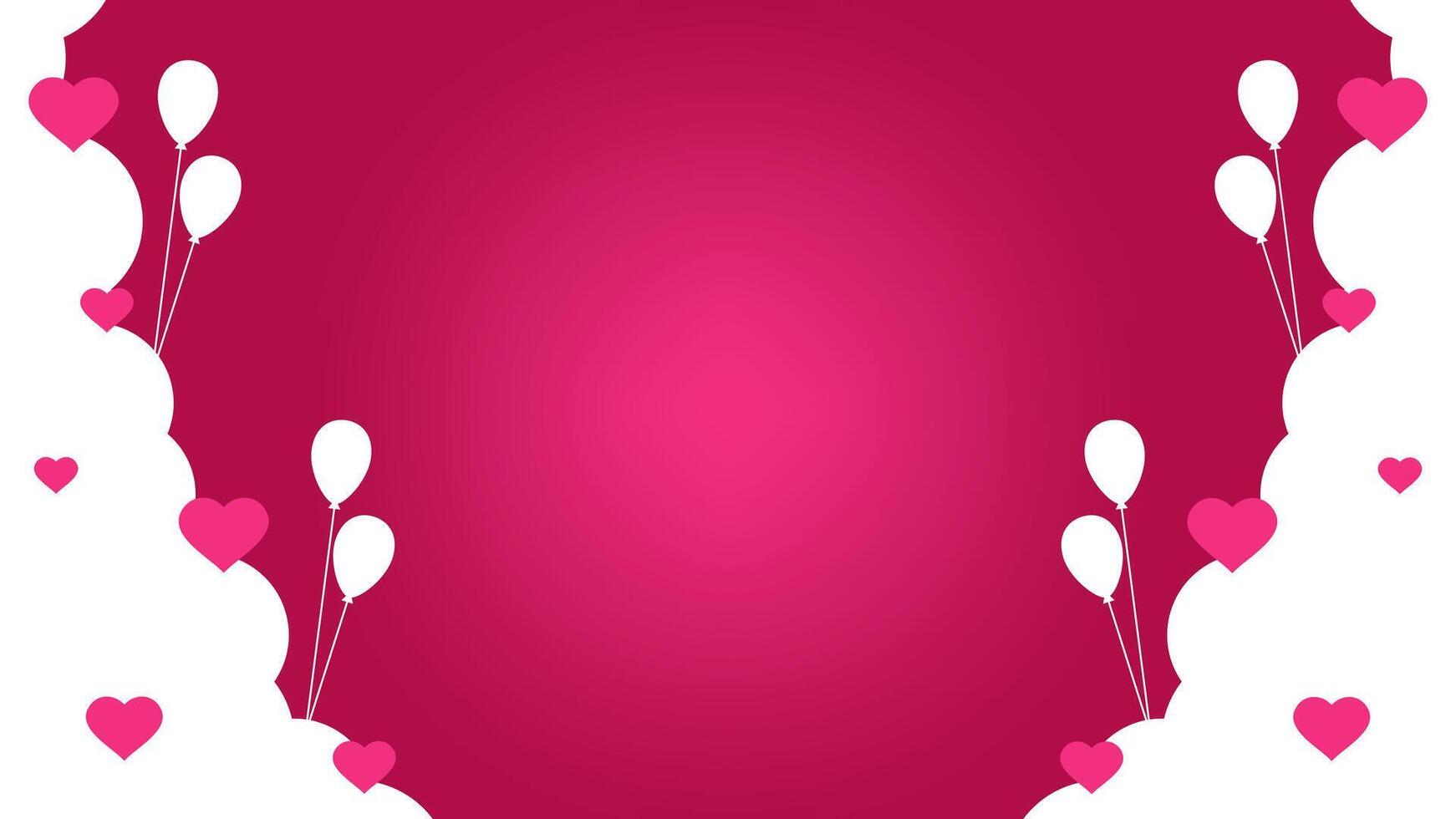 Pink Valentine's Day template background with balloon and love vector