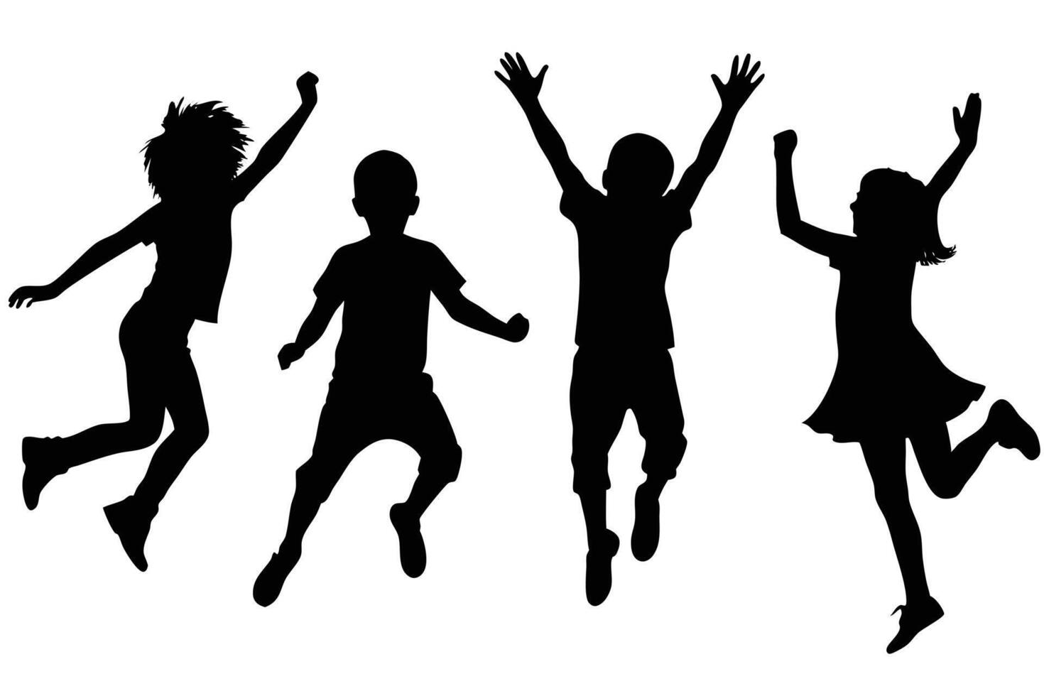 Jumping Children Silhouette for Youthful and Exuberant Art vector