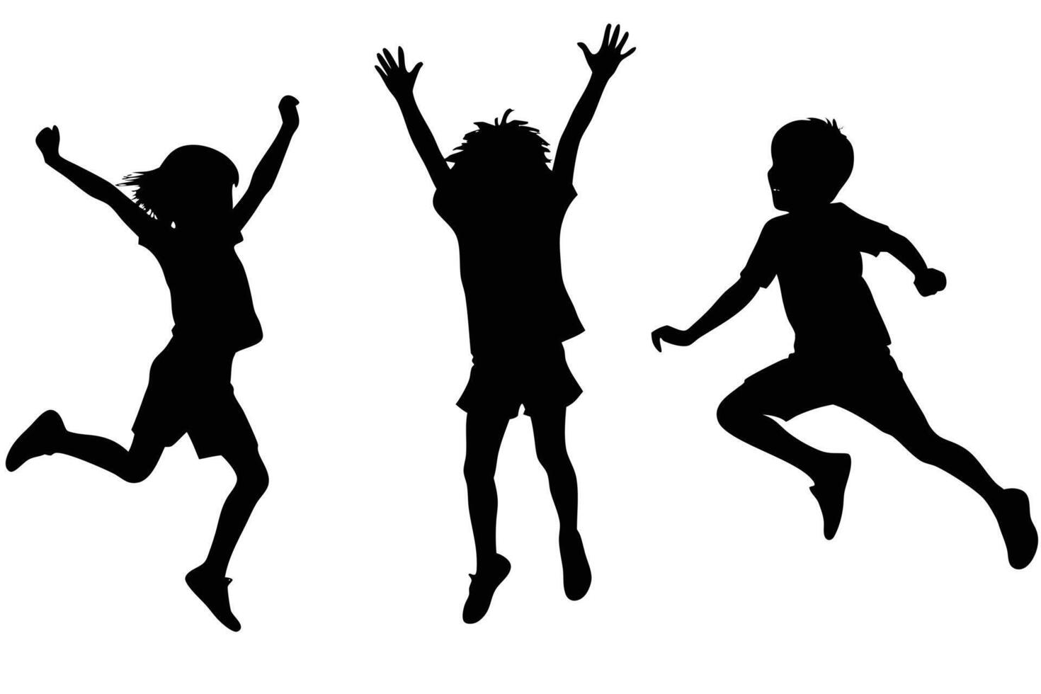 Cheerful Jumping Children Silhouette for Fun and Laughter vector