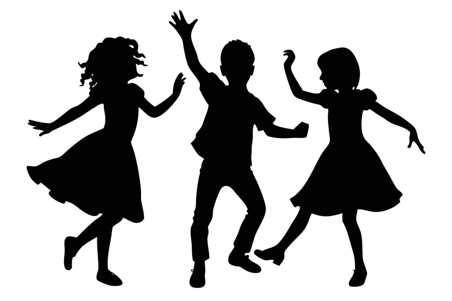 Dancing Children Silhouette for Artistic and Playful Graphics vector