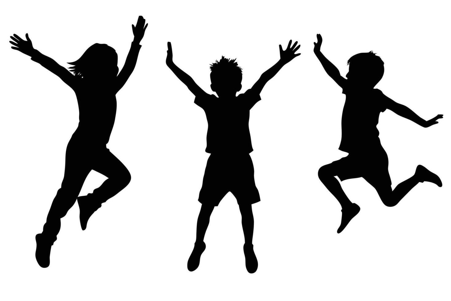 Jumping Children Silhouette for Happy Kids and Playful Art vector