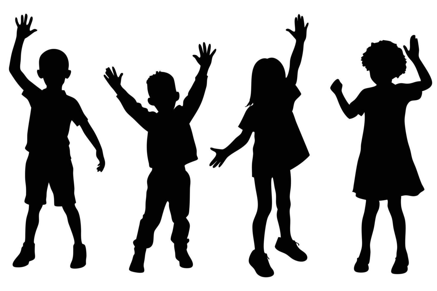 Dancing Children Silhouette for Birthday and Event Designs vector