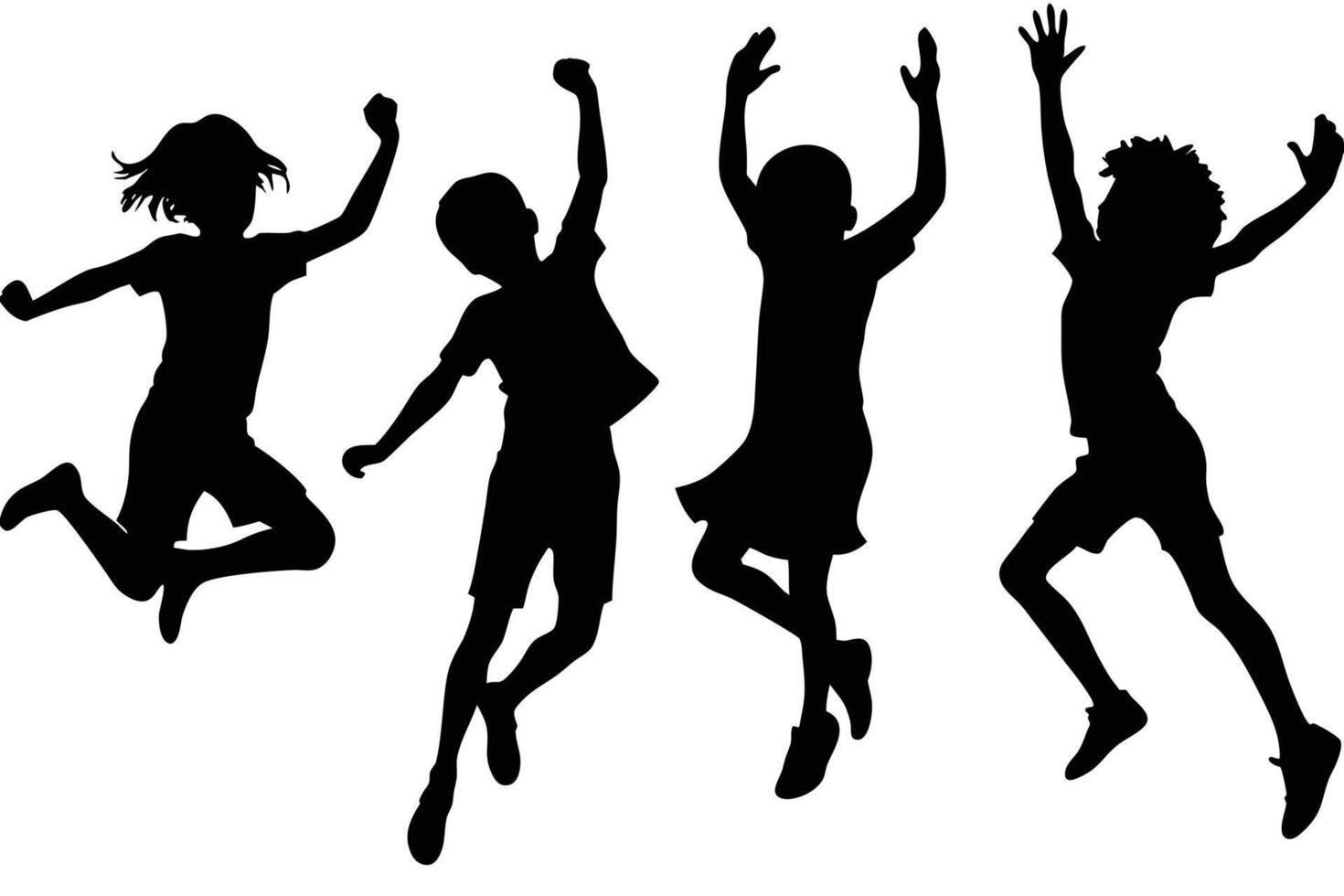 Jumping Children Silhouette for Motion and Excitement vector