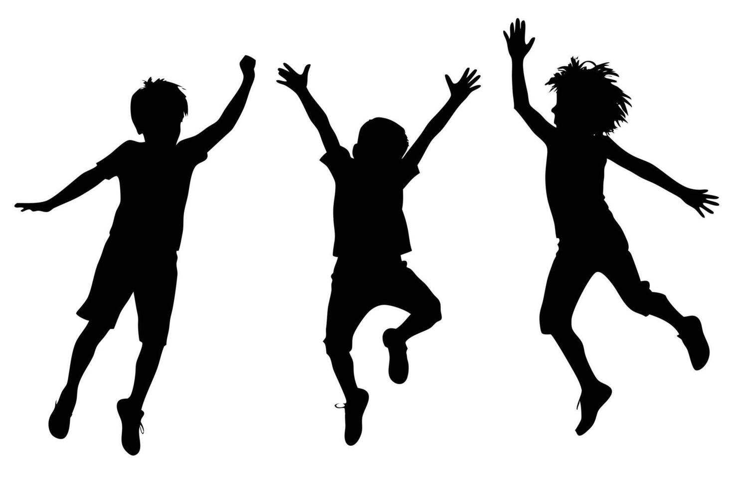 Free-Spirited Jumping Children Silhouette for Expressive Designs vector