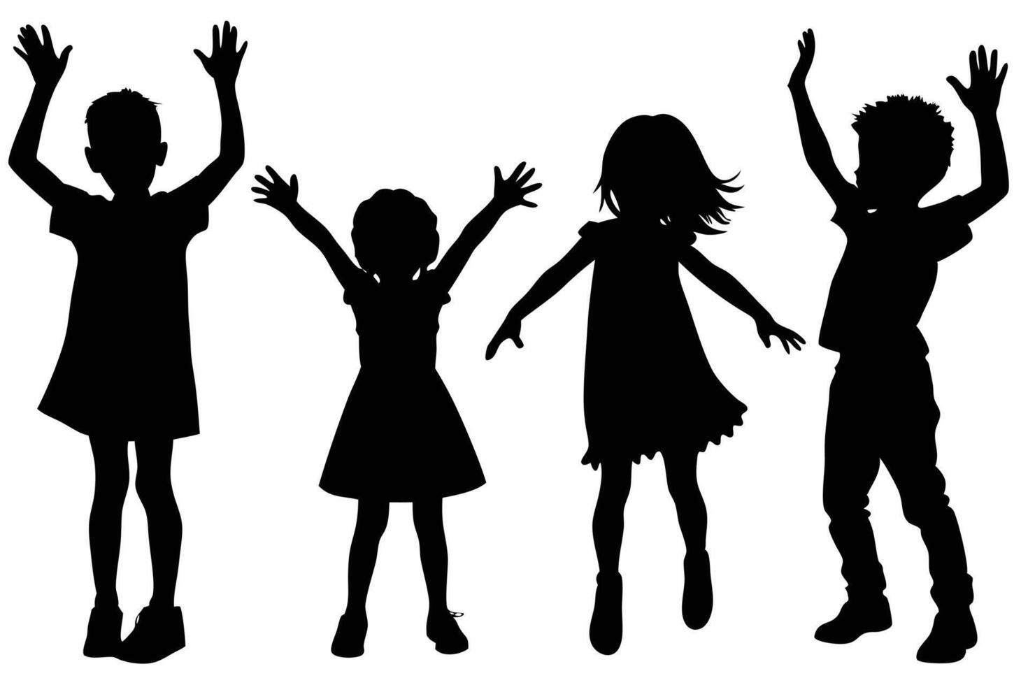 Dancing Children Silhouette for Festive and Party Concepts vector