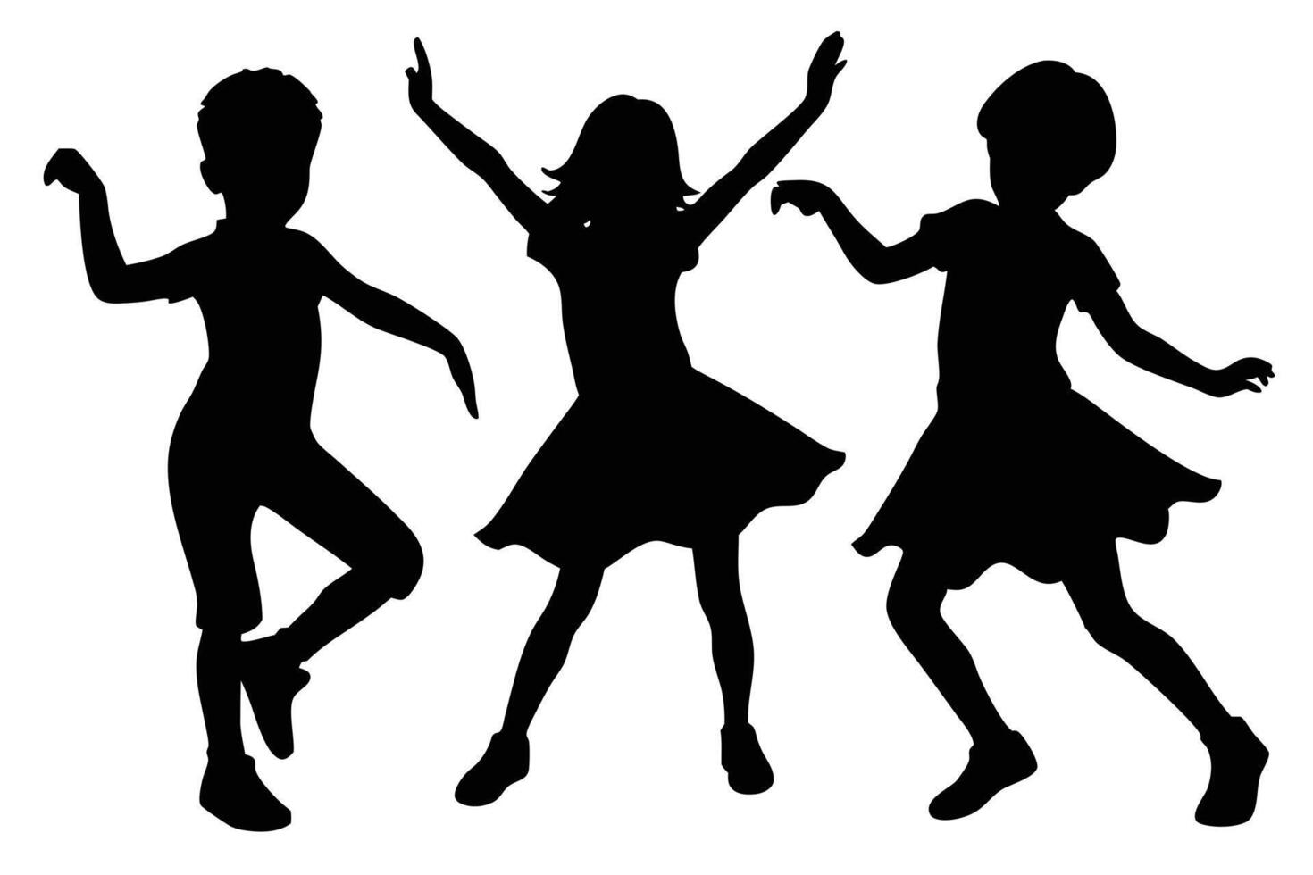 Jumping and Dancing Children Silhouette for Energetic Art vector