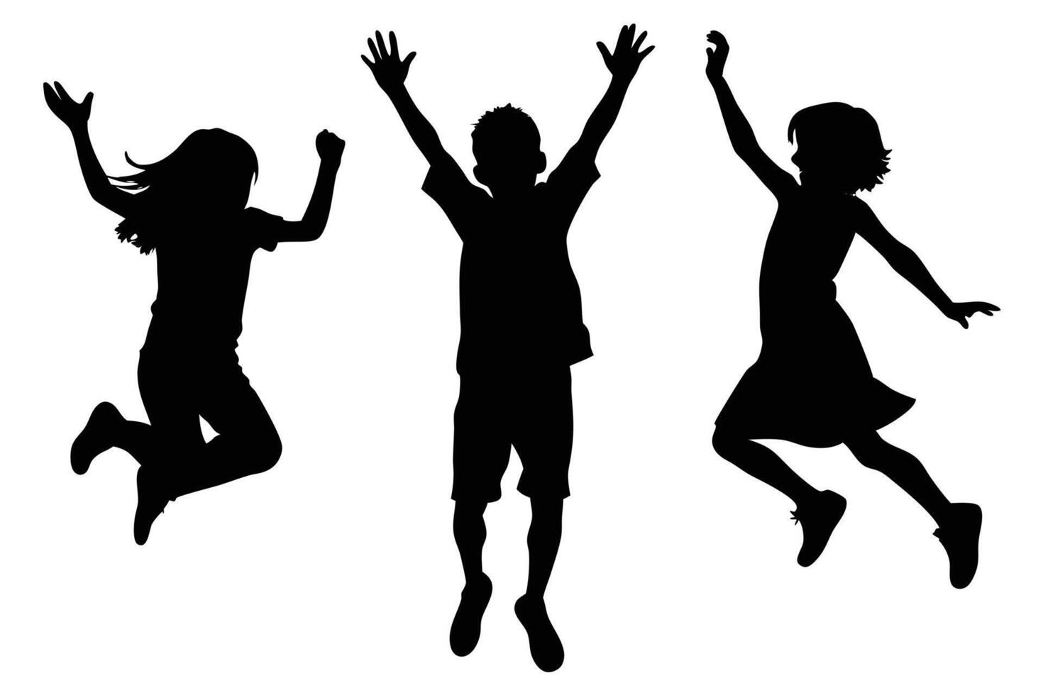 Lively Jumping Children Silhouette for Fun and Motion Art vector