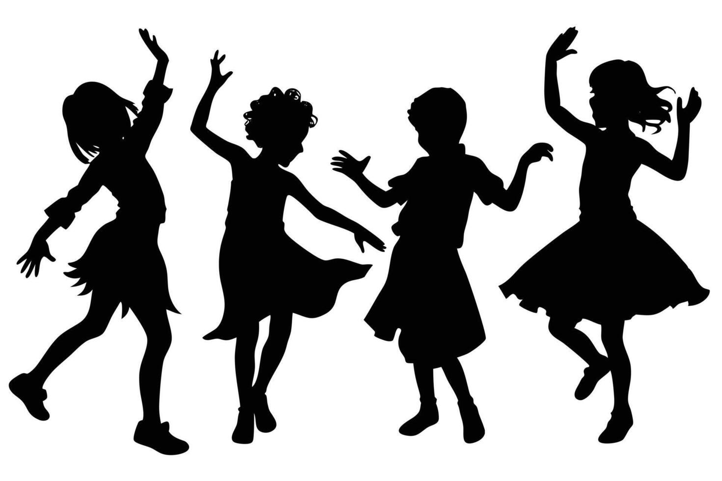 Dancing Children Silhouette for Happy and Exciting Creations vector