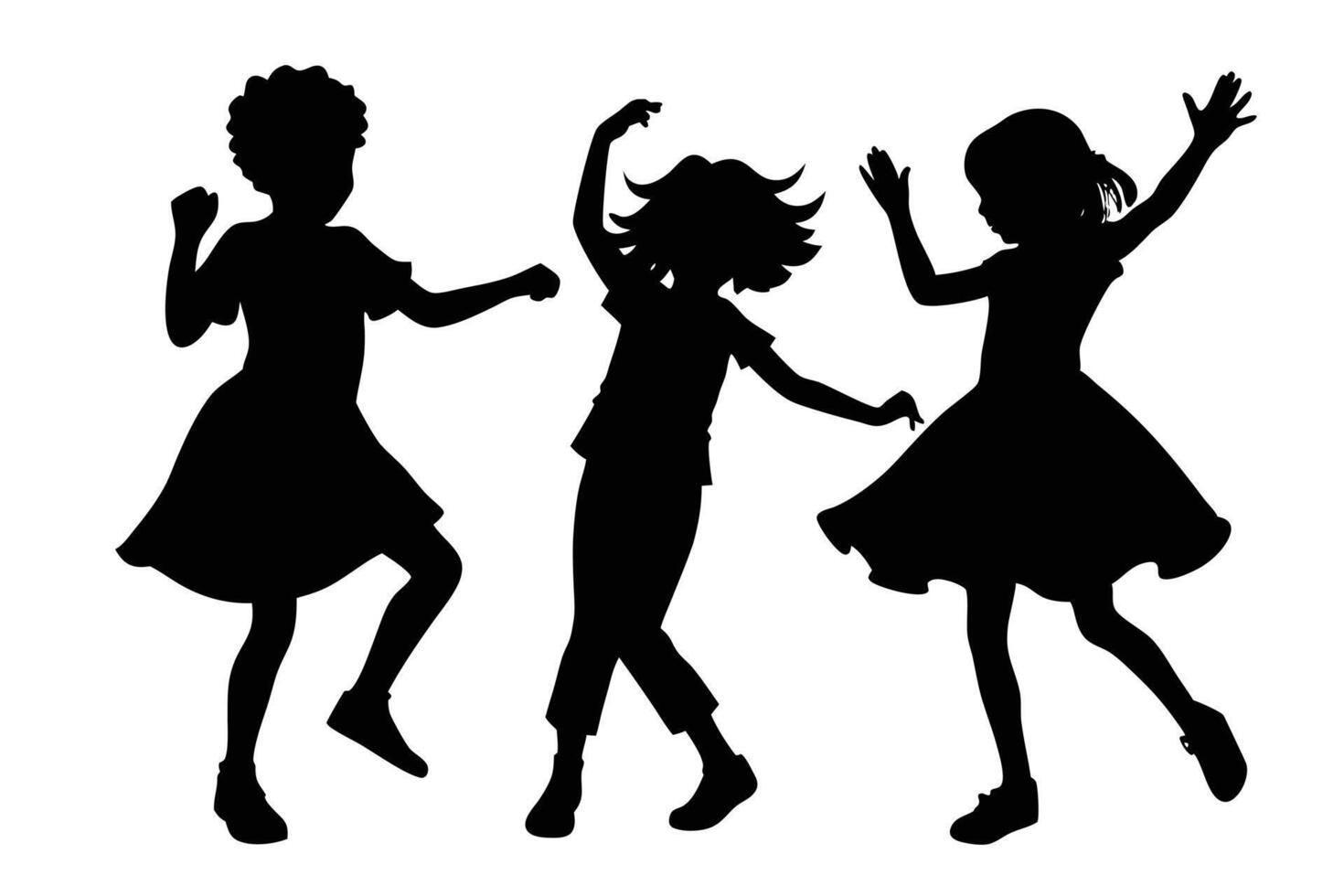Dancing Children Silhouette for Animated and Joyful Scenes vector