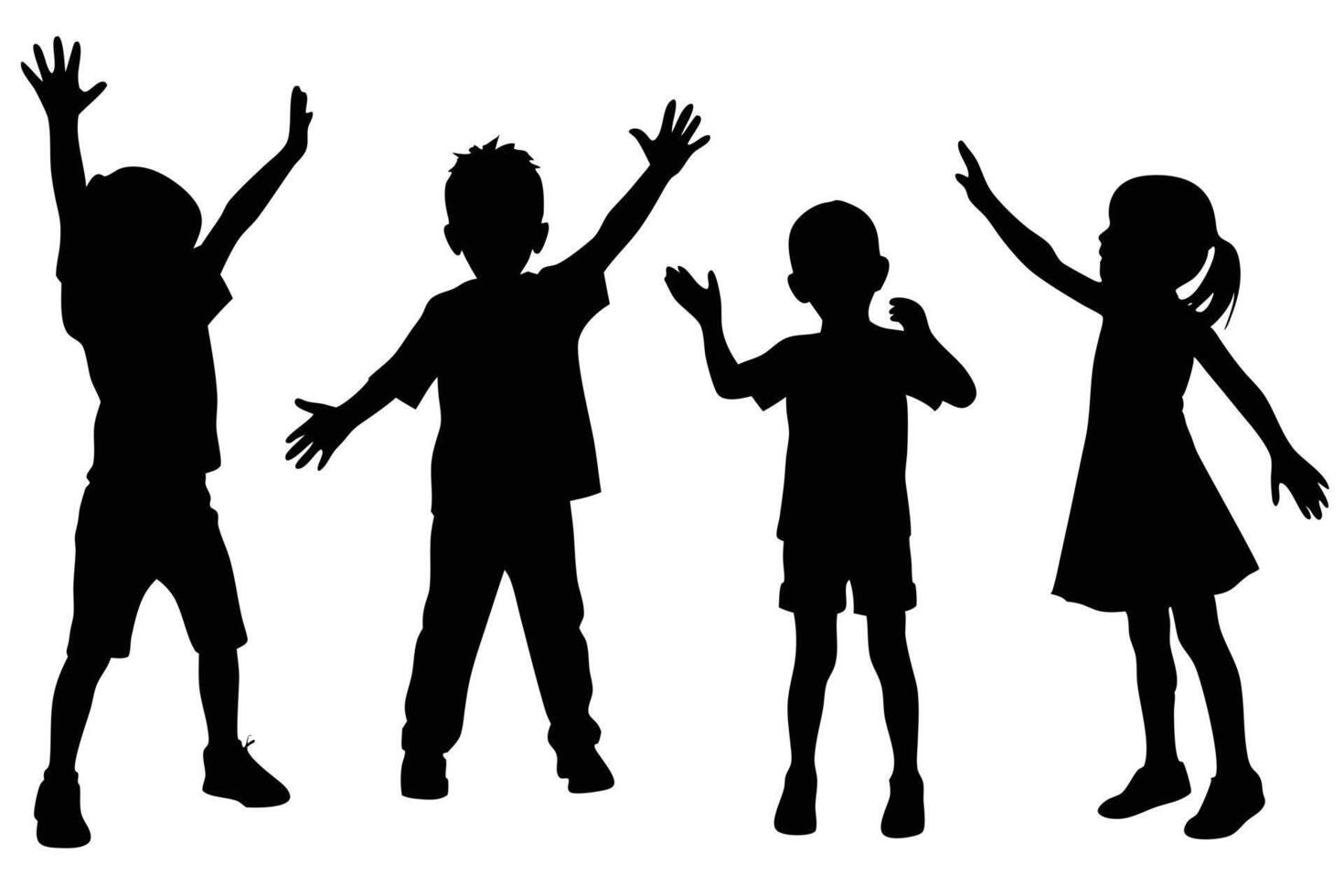 Dancing Children Silhouette for Fun and Engaging Illustrations vector