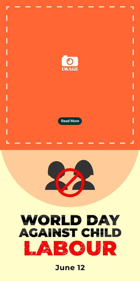 World Day Against Child Labour. Banner Design with a Children's Symbol, Simple Easy vector