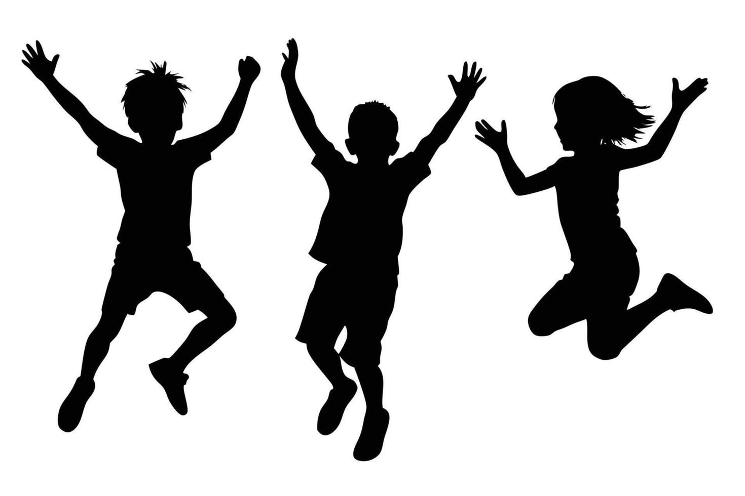 High Energy Jumping Children Silhouette for Dynamic Art vector