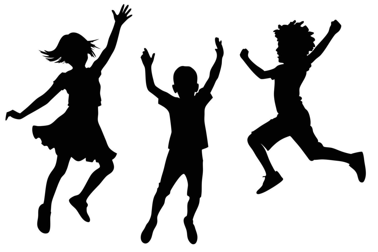 Jumping Children Silhouette for Vibrant and Cheerful Projects vector