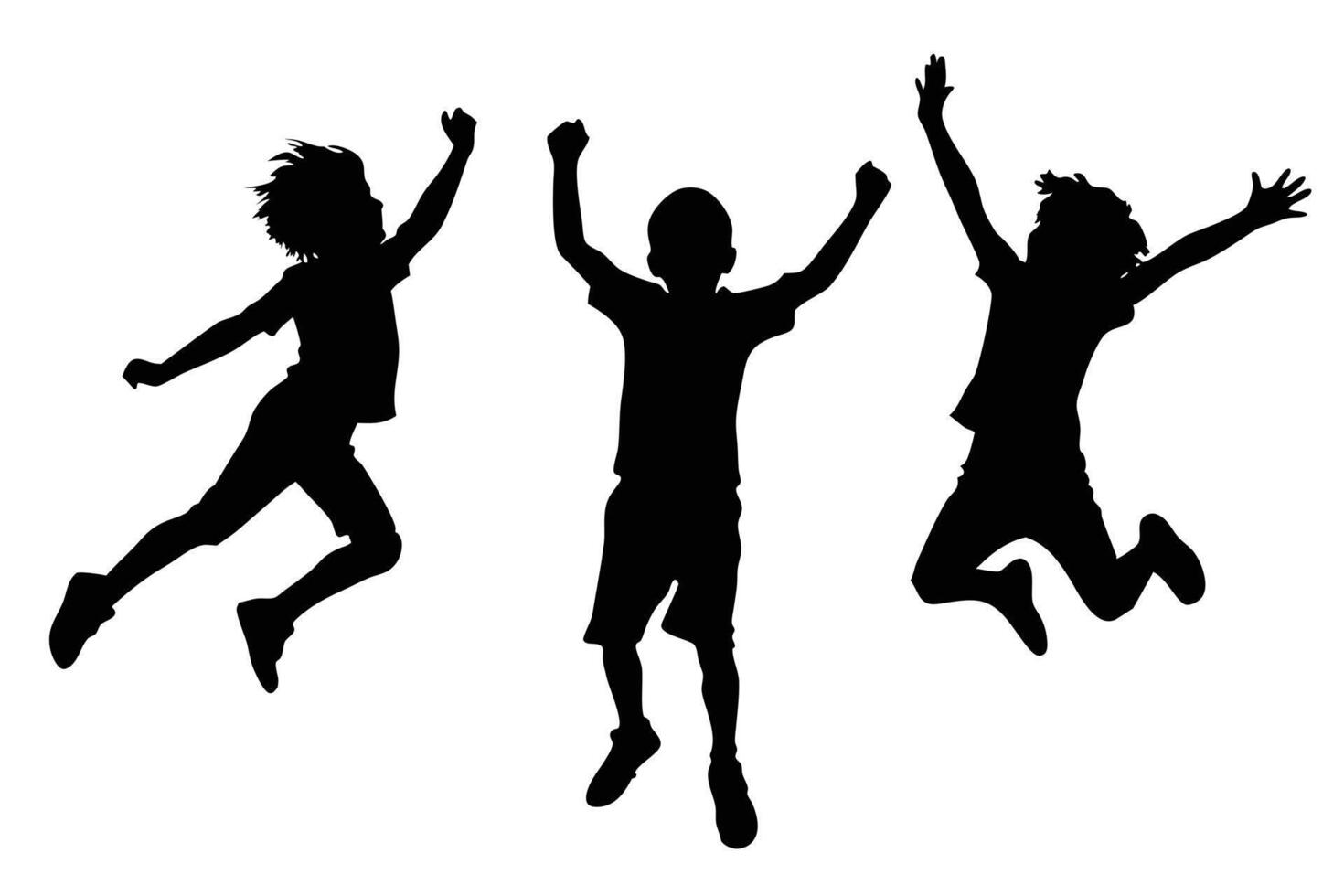 Artistic Jumping Children Silhouette for Expressive Designs vector