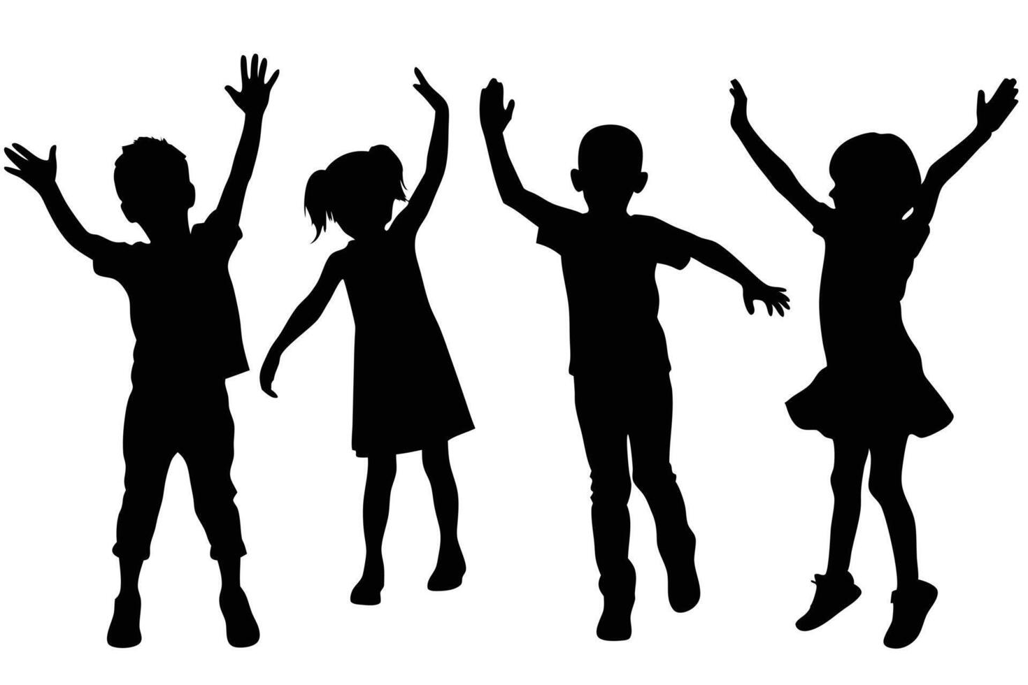 Dancing Children Silhouette for Kids Party Invitations vector