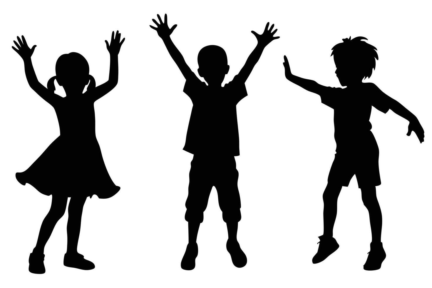 Dancing Children Silhouette for Vibrant Background Designs vector