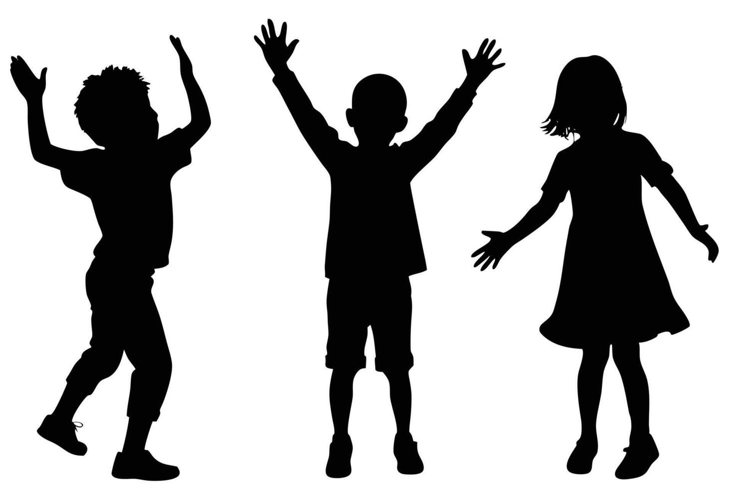 Expressive Dancing Children Silhouette for Artistic Projects vector