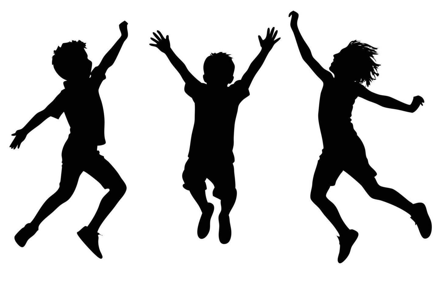 Happy Jumping Children Silhouette for Engaging Visuals vector