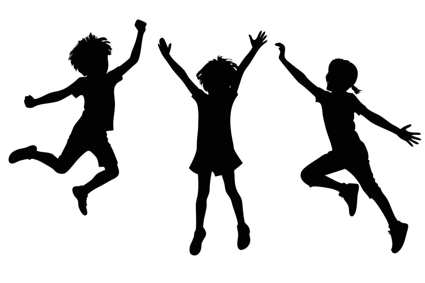 Playful Jumping Children Silhouette for Creative Concepts vector