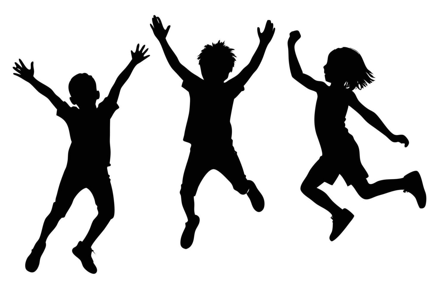 Energetic Jumping Children Silhouette for Happy Artwork vector