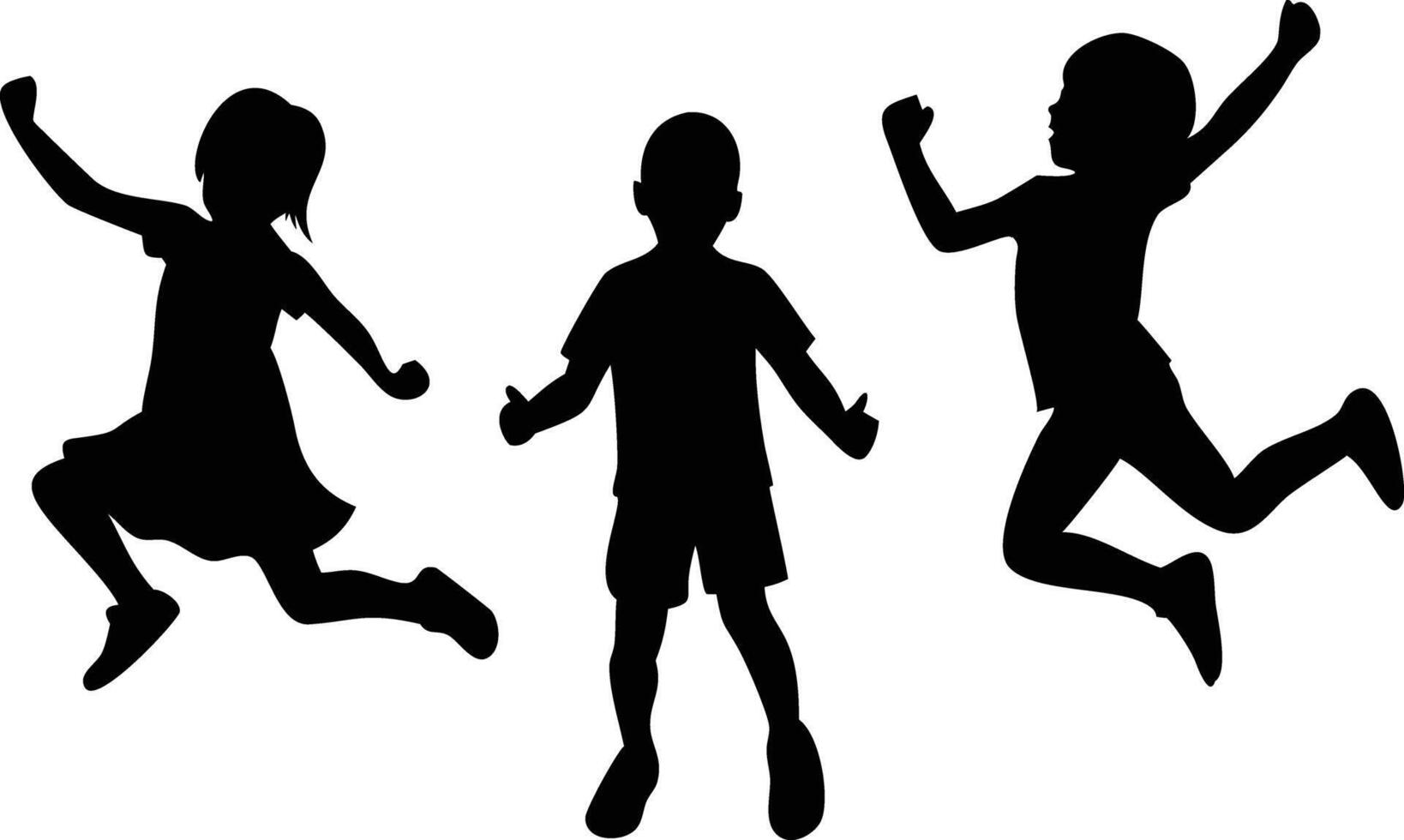 Joyful Jumping Children Silhouette for Festive Graphics vector