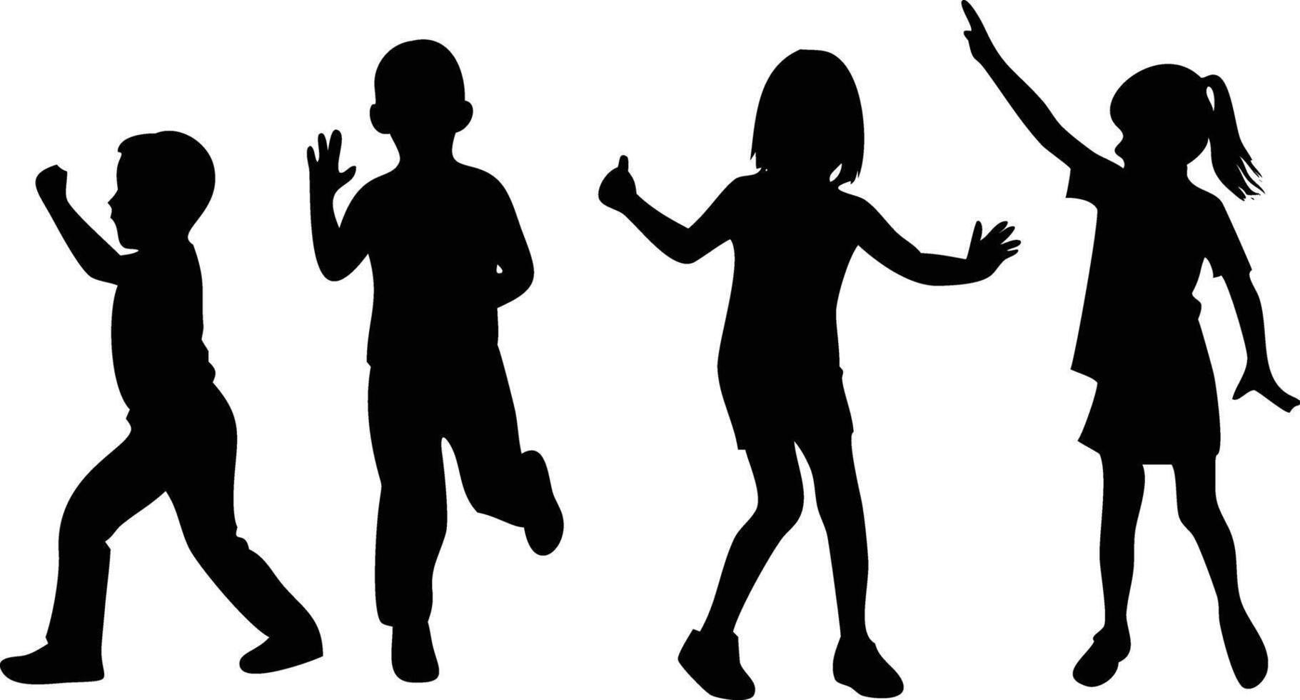 Playful Dancing Children Silhouette for Creative Art vector