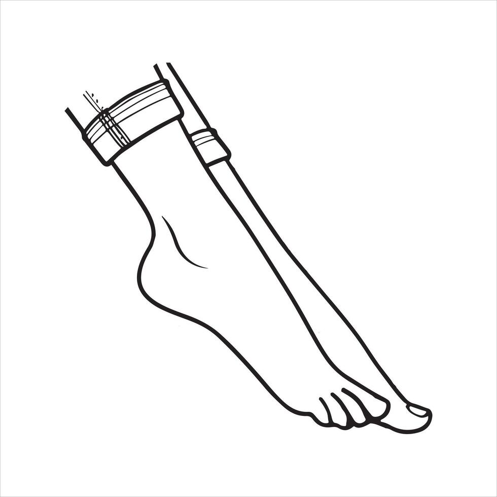 thin line female foot silhouette on white background vector