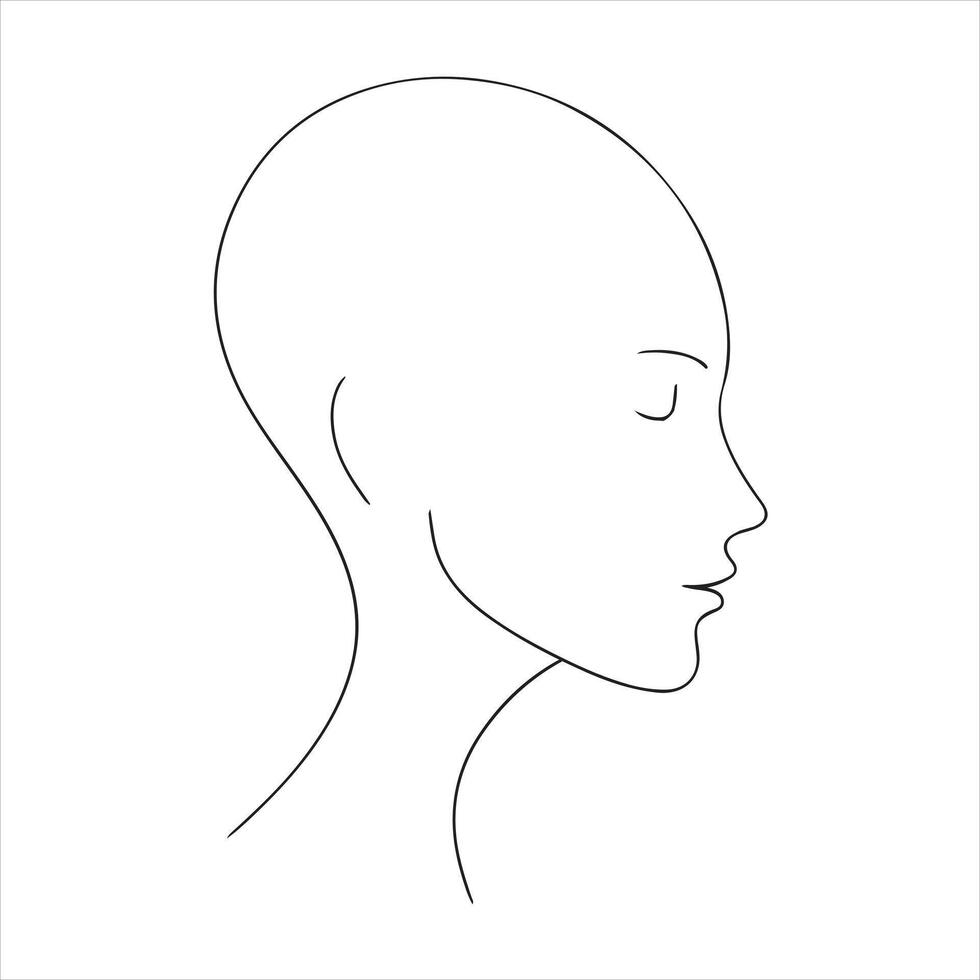 Thin line Outline of human head silhouette on white background vector