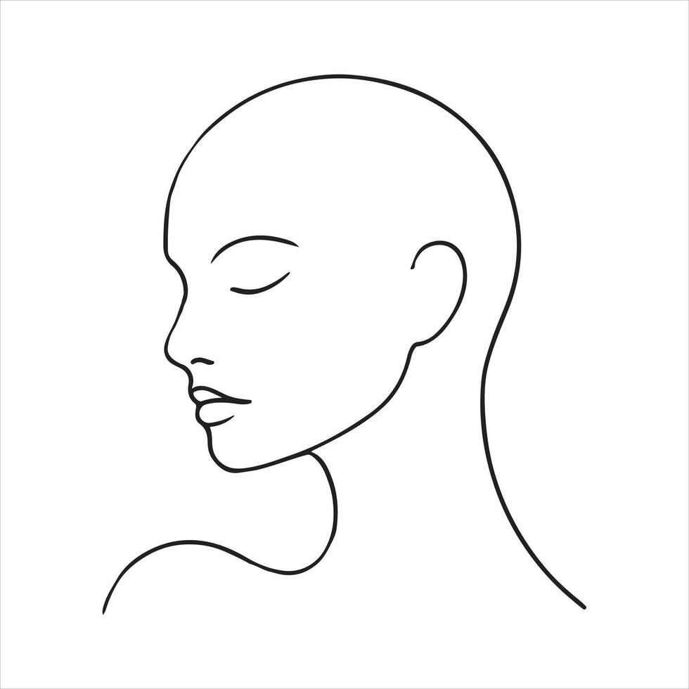 Thin line Outline of human head silhouette white background vector