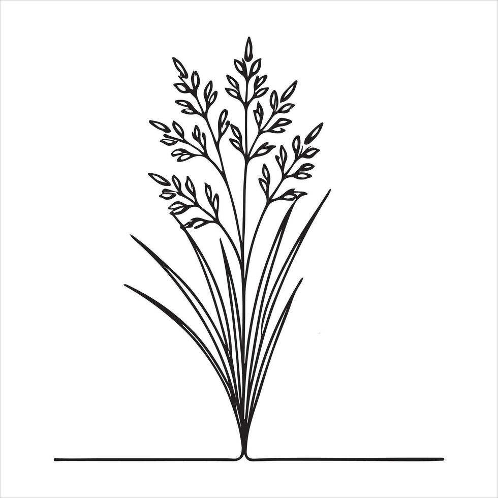 thin line grass silhouette on white background vector