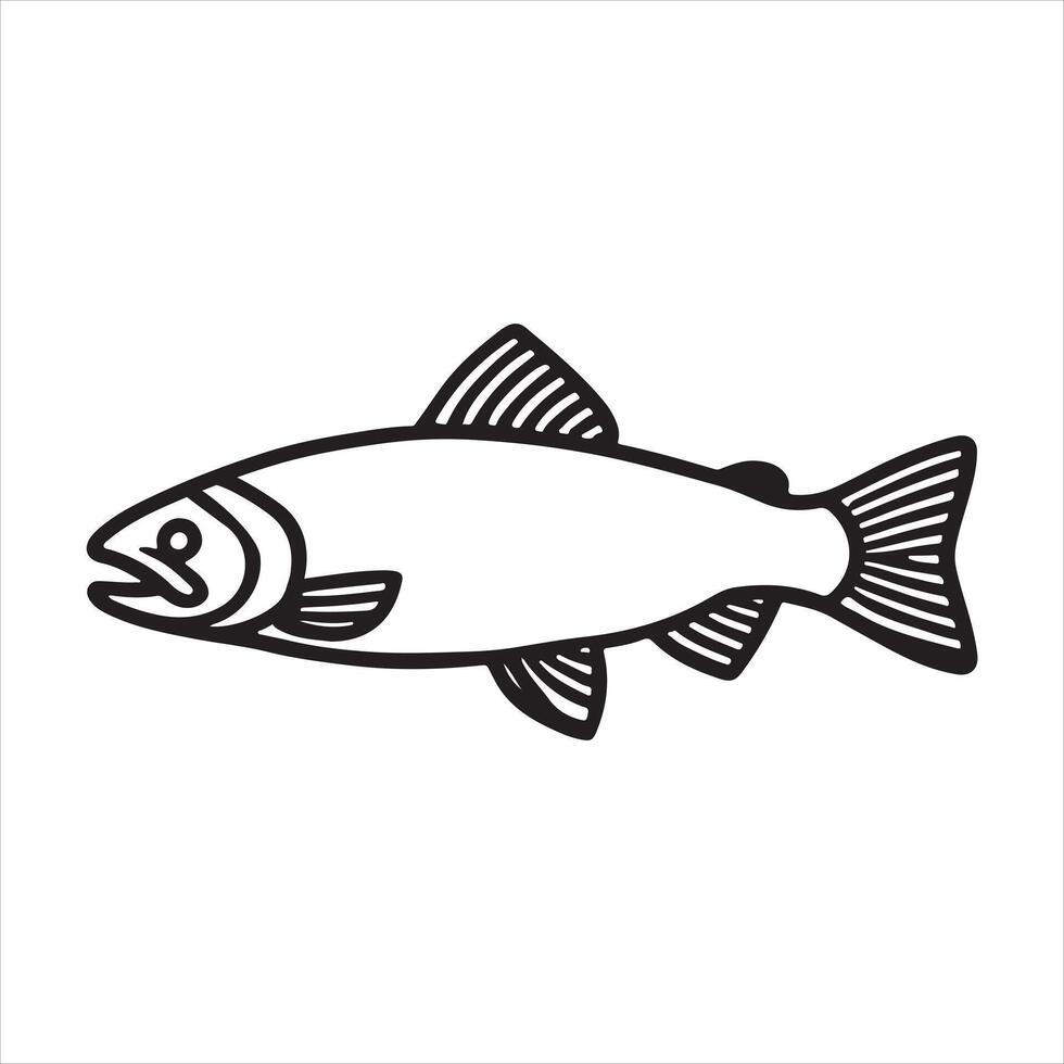 Thin line trout icon black silhouette on white background vector