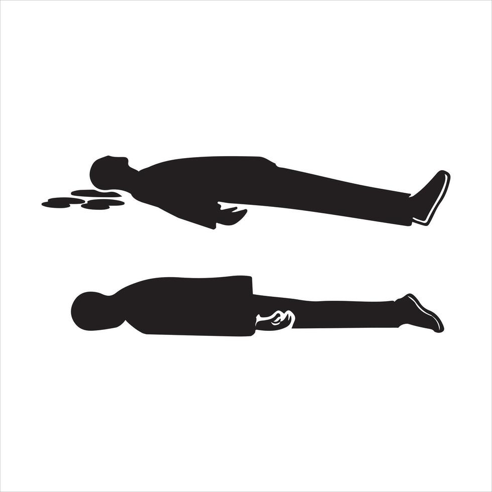 Thin line the crime scene investigation black silhouette on white background vector