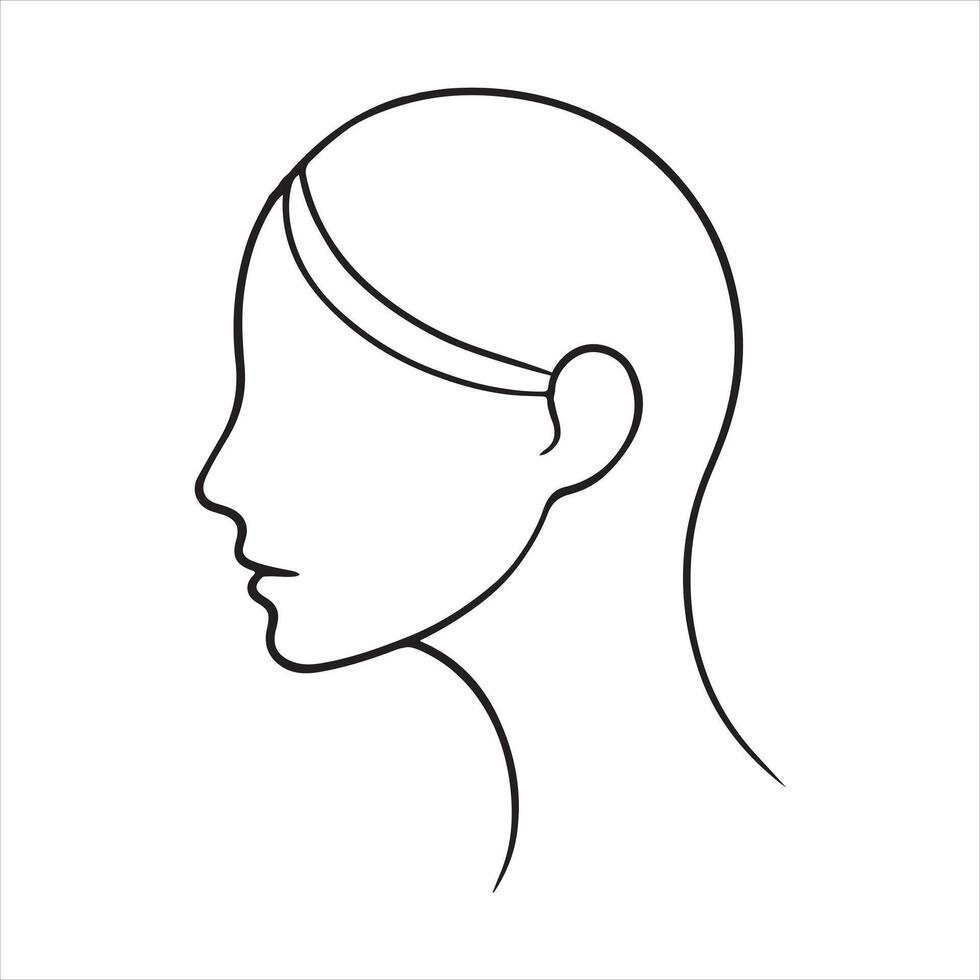 Thin line Outline of human head black silhouette on white background vector