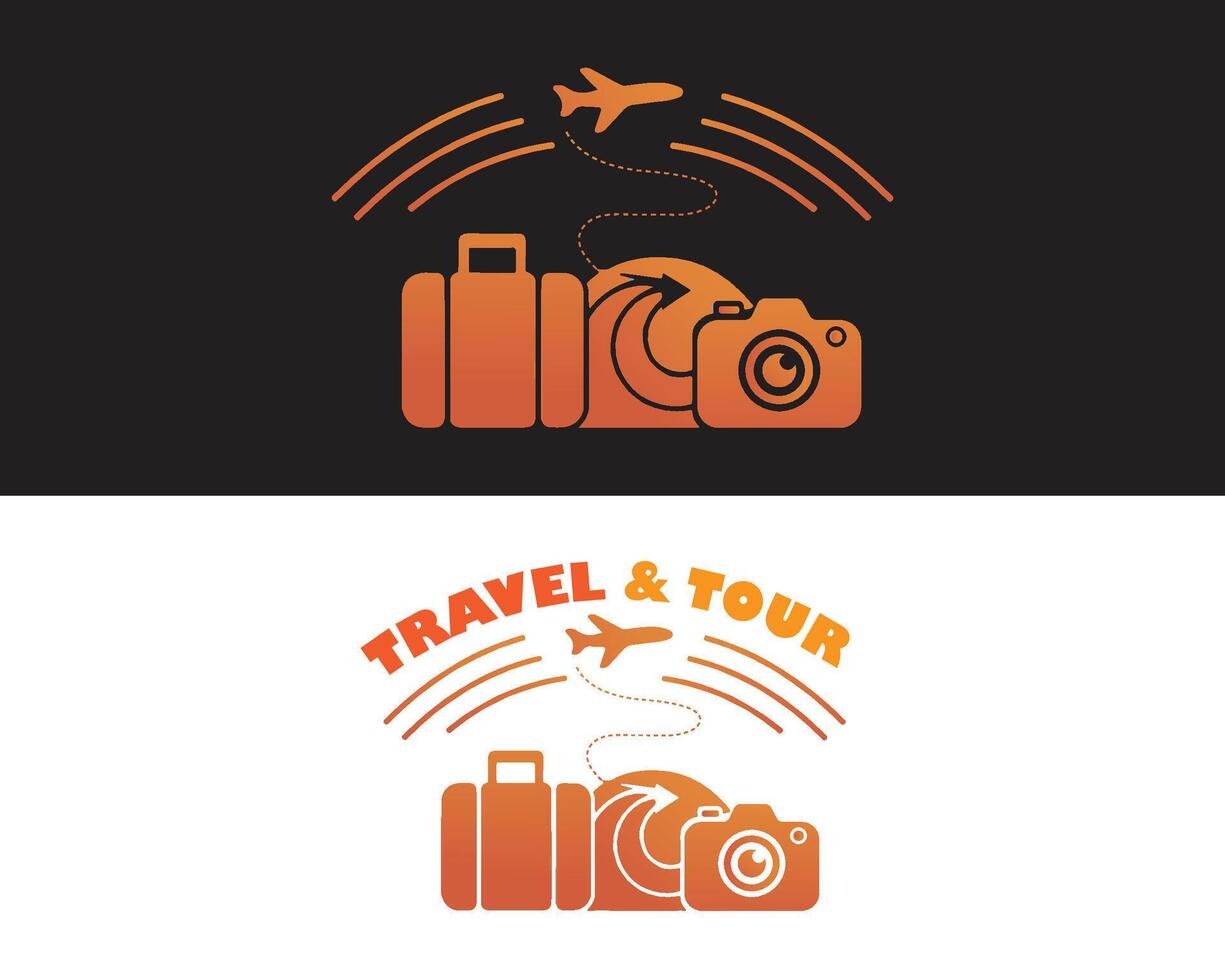 Travel company logo with travel things vector