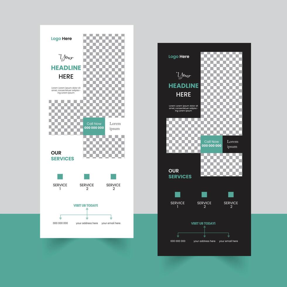 rollup banner design with images vector