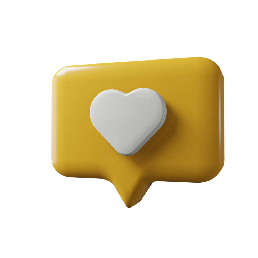 3d icon comments love like message yellow white png